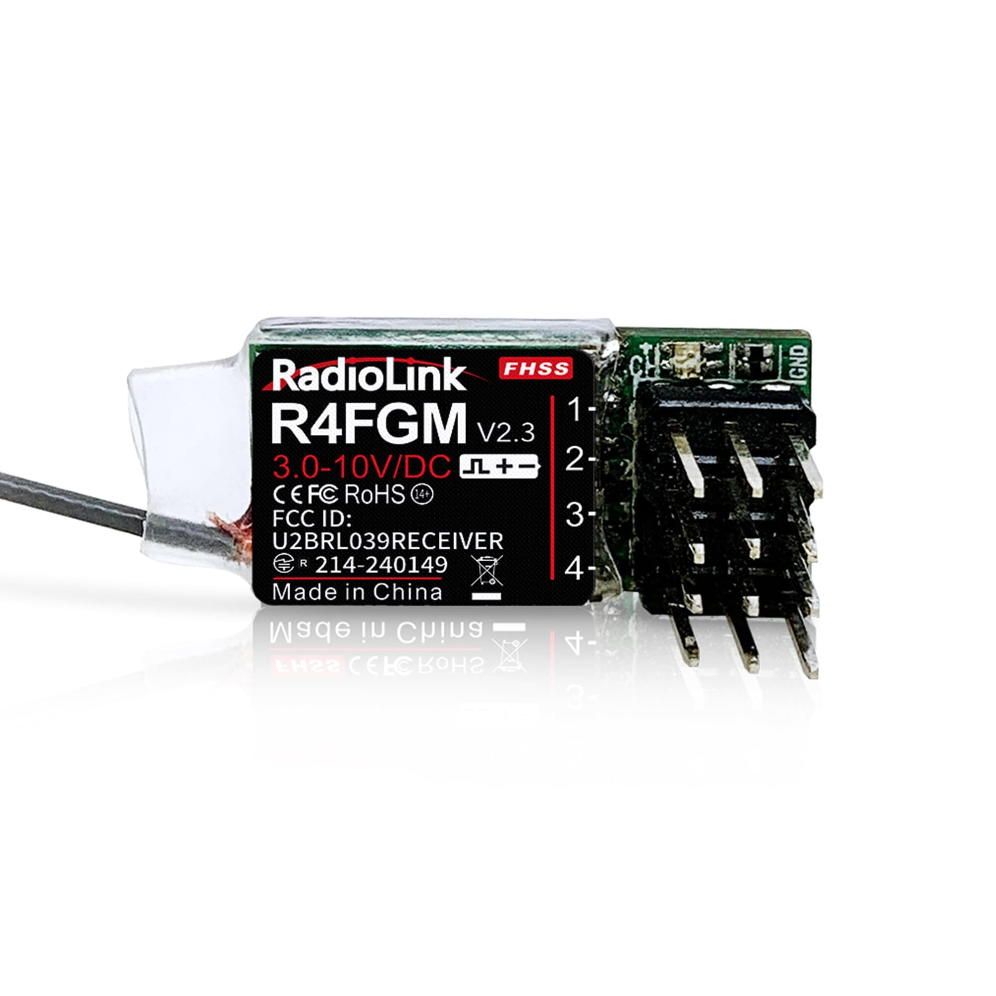 Radiolink R4FGM V2.3 4 Channels Tiny RC Gyro Receiver for Mini RC Cars 1/28 and Boats, 3-10V High Voltage Servo Support, Long Control Distance for Radio RC8X/RC4GS V3/RC6GS V3/T8S/T8FB/T12D/T16D