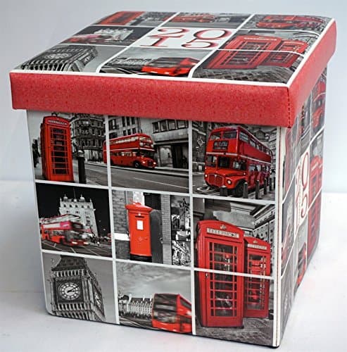 Iconic London Scenes Ottoman Storage Foot Stool / Storage Cube Box Seat 36x36x36cm