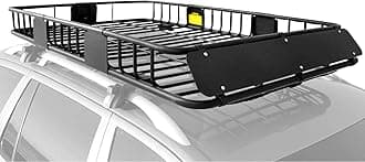 XCAR Roof Rack Basket Rooftop Cargo Carrier with Extension Black Car Top Luggage Holder 64"x 39" Universal for SUV Cars