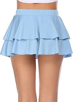 Women Pleated Mini Skirt Solid Ruffle Lingerie Skirts
