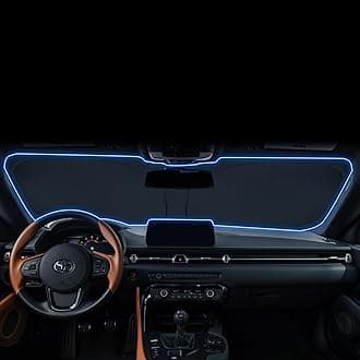 Windshield Sunshade for 2021 2022 2023 2024 2025 Toyota GR Supra Accessories Foldable Sun Shield Block UV Rays with Dual-Silver Coating& Nano Ice Crystal Cooling Keeps Car Interior Cool