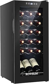 18 Bottle Wine Fridge, Freestanding Compressor Wine Cooler Refrigerator, Beverage Wine Chiller with Digital Temperature Control & Double-layer Glass Door for Red White Wine, Champagne, Beer