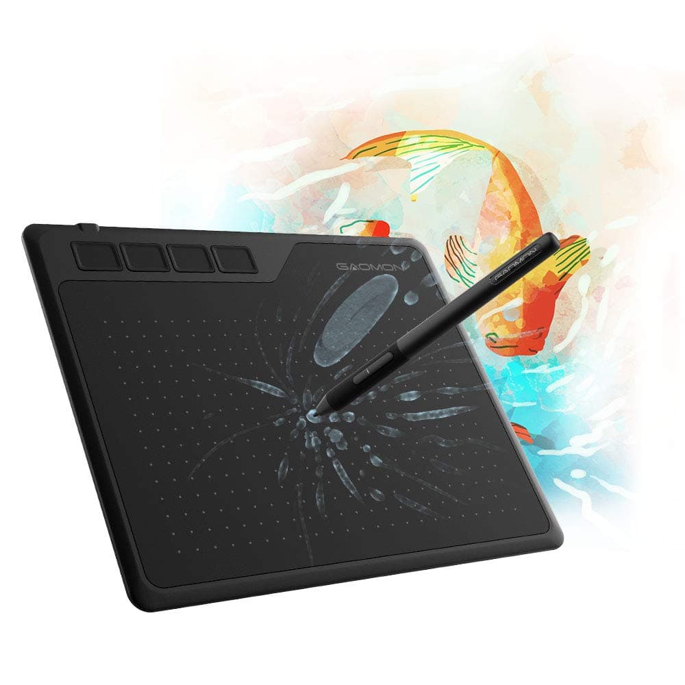 GAOMON S620 Drawing Tablet 6.5 x 4 Inch Graphics Tablet with 8192 Passive Pen 4 Customizable ExpressKeys for Digital Drawing & OSU & Online Teaching-for Mac Windows Android OS, Black