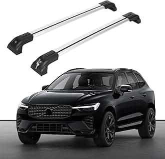 ERKUL Heavy Duty 220lbs Roof Rack Cross Bars for Volvo XC60 2018-2026 | Solid Metal Mounts | Aluminum Crossbars with Anti Theft Lock for Rooftop - Compatible with Flush Rails - Silver