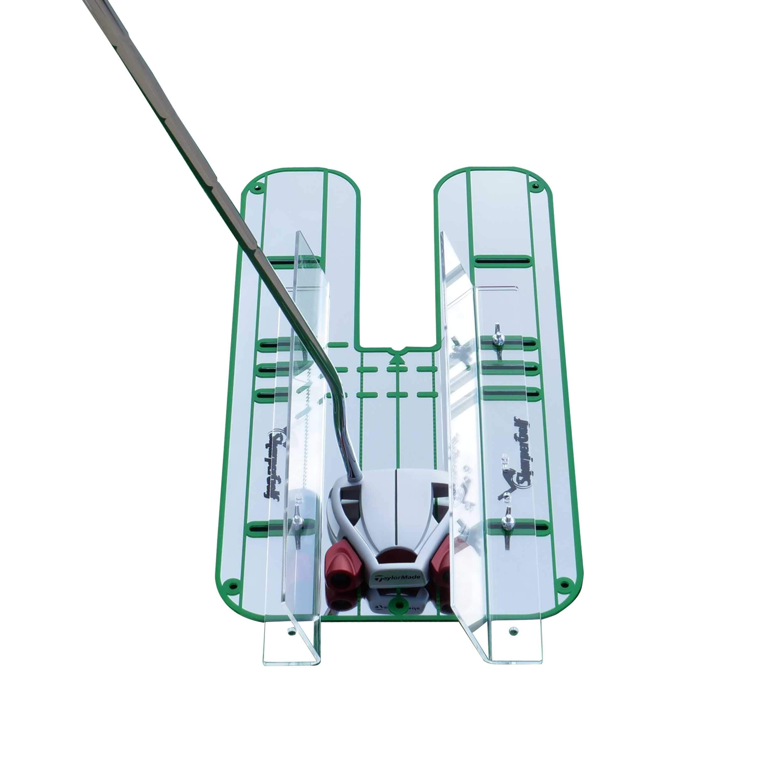 Premium Guide Rails Putting Mirror Large 9.25" x 17.5" Putt Swing Alignment Trainer, Portable Training Aid, Practice Equipment, Eye Path and Starting Line Trainer