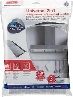Care + Protect 2 in 1 Anti-Grease and Anti-Odour filter for Hoods, Universal, Cut-to-Fit, High Absorption Power