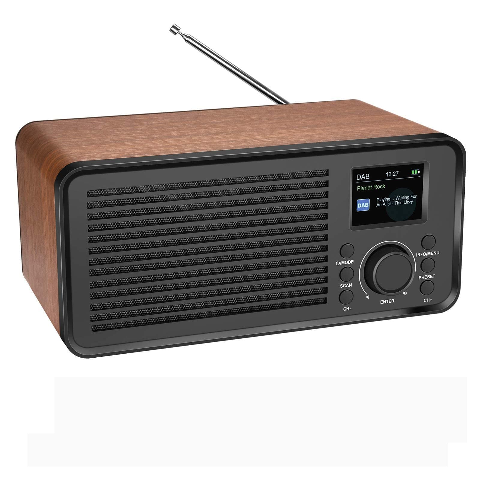 DAB radio, Bluetooth stereo DAB radio compact system digital DAB +, FM with 2 speakers, sleep timer, USB, AUX, LCD screen, alarm clock, button control for parents and friends