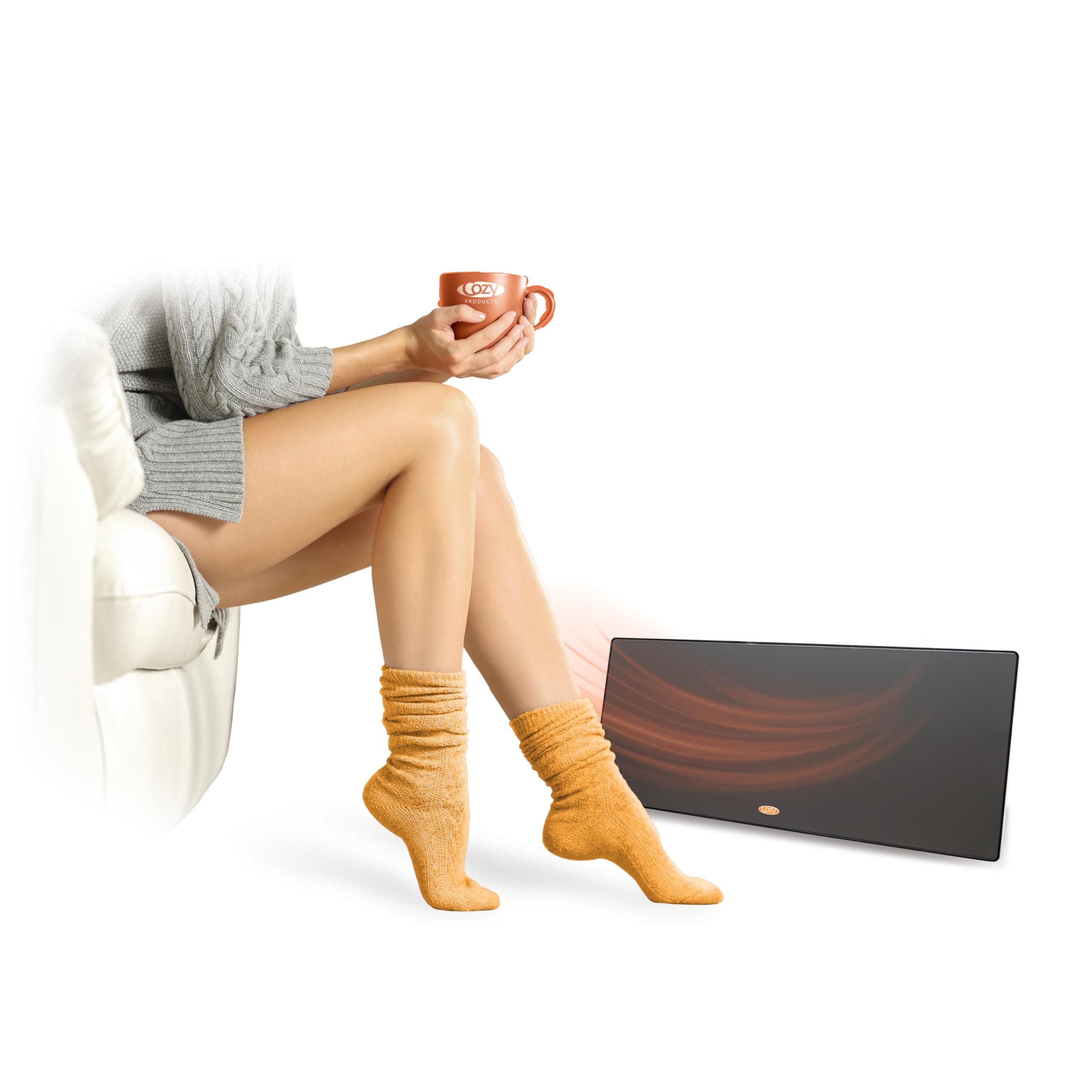 Cozy Products New and Improved Cozy Legs, Flat Panel Space Heater for Home and Office, Portable Heater with Built-in Thermostat, 150-watt, Energy-Efficient, 19" x 8" x 1", 3.2 lbs., Black