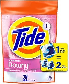 Power PODs 2-in-1 Laundry Detergent Pods with Downy Soft Boosters, 18 Count,Lasting Freshness with April Fresh Scent