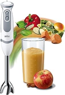 Braun MultiQuick 5 Hand Blender, 1000W, 21 speeds, PowerBell Technology, Splash Control, One Hand Speed Wheel, Ergonomic Shape, Comfortable Soft Grip, BPA-Free Beaker - MQ 5200
