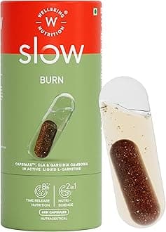 Slow | Burn | Caffeine & Chromium in Advanced Liquid L-Carnitine to Convert Fat into Energy | Metabolism, Energy & Endurance, Performance & Recovery (60 Capsules)