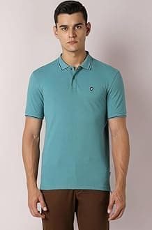 Van Heusen Men's Cotton Solid Regular Fit Collar Polo T-Shirt