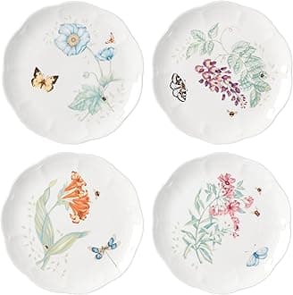 Lenox Butterfly Meadow 4-Piece Accent Plate Set, 3.79, Multi,White