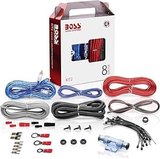 BOSS AUDIO RCA KIT2 8 Gauge Installation Wiring Kit For Amplifier, Multicolor