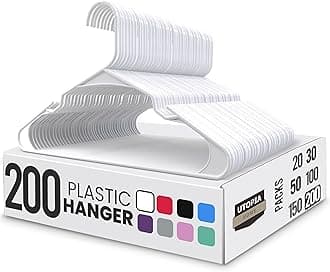 Utopia Home Plastic Hangers for Clothes Space Saving Notched Hangers (Bulk Pack of 150, White)