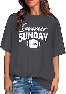 rosemia Oversized Tshirts for Women Summer Short Sleeve Round Neck Graphic Tee Shirt