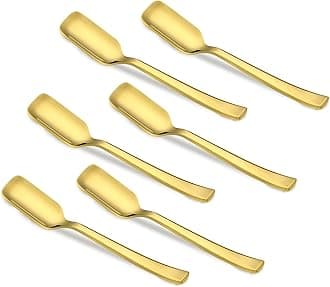 Parage 6 Pieces Stainless Steel Ice Cream Spoons, Golden Spoon Set, Luxury Dinning Tabelware Gift House Warming, Length 13.5cm, Food Grade for Home & Kitchen, Durable Stylish, PVD Gold Ice Cream Spoon