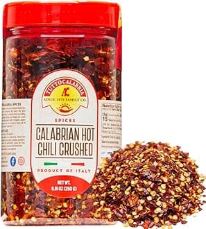 Calabrian Crushed Chili Dry Pepper Flakes, Large Shaker, Product of Italy, 250 g (8.81 oz) All Natural, Non-GMO, Product of Italy, TuttoCalabria