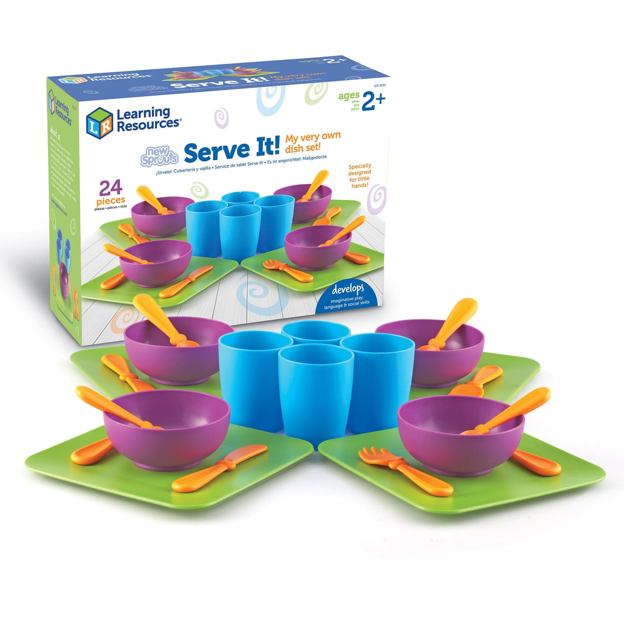 Learning Resources New Sprouts Serve It! Dish Set, Early Social Interactions, 24 Pieces, Ages 2+