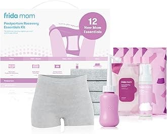 Frida Mom Postpartum Recovery Essentials Kit, Includes Disposable Underwear, Instant Ice Maxi Pads, Perineal Healing Foam, Perineal Healing Pad Liners and Upside Down Peri Bottle (11pc Gift Set)