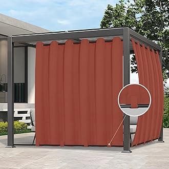 Easy-Going Outdoor Curtains Waterproof Windproof Weatherproof Curtain for Patio, Cabana, Porch, Pergola and Gazebo, Grommet Top and Tab Bottom Drape, 1 Panel, 110x120 inch, Terra Red