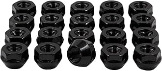 Wheel Accessories Parts 20 Pcs M14x1.5 14x1.5 Thread 0.8" Long Open End Bulge Acorn Lug Nuts Black 7/8" 22mm Hex Fits Jeep Wrangler Gladiator ｜ Ram 1500 1500 Classic