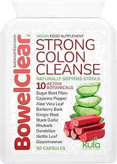 Strong Colon Cleanse Detox - 90 Vegan Capsules Bowel Cleanse Natural Laxatives for Constipation Relief Tablets - Stool Softener for Adults with Aloe Vera + Beet Fibre for Daily Bowel Support