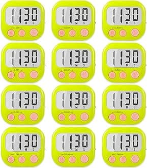 12 Pack Digital Kitchen Timers for Cooking Magnetic Timer for Cooking Loud Alarm Green