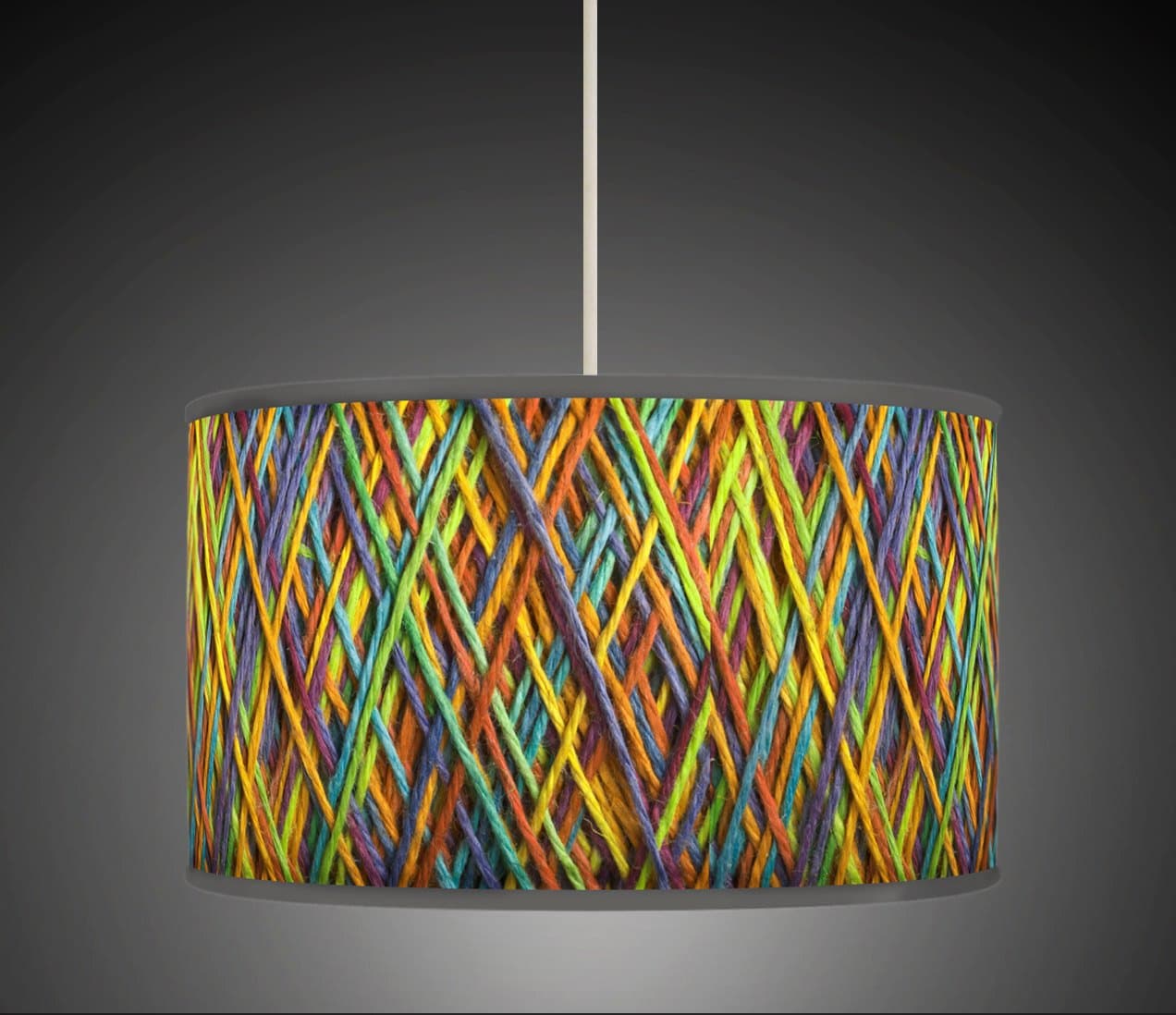 30cm String Effect Yellow Green Blue Retro Handmade Giclee Style Printed Fabric Lamp Drum Lampshade Floor Ceiling Pendant Light Shade 604