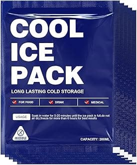 Food Ice Packs for Coolers, 24H Cooling Leakproof | Frozen Food Shipping & Lunch Boxes Reusable Cold Packs | Slim Long-Lasting Gel Freezer Packs Coolers Accessories for Beach, Travel, Camping