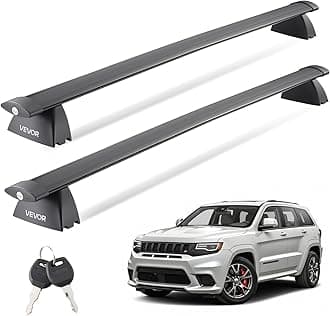 VEVOR Roof Rack Cross Bars, Fits Jeep Grand Cherokee 2011-2021 (with Grooved Side Rails), 200 LBS Capacity, Lockable Heavy Duty Aluminum Crossbar Racks Roof Rail Rooftop Luggage Canoe