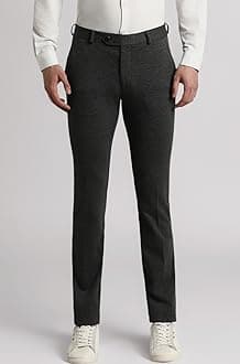 Peter England Men's Slim Fit Mid Rise Formal Stretchable Knit Super Trouser | Comfort Lycra | 360-Degree Stretch