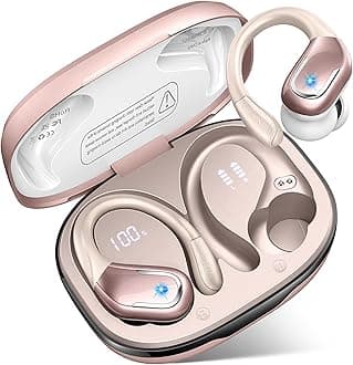 Wireless Earbuds, 75H Bluetooth 5.4 Headphones Sports with ENC Mic, Stereo Noise Cancelling Ear Buds, Wireless Headphones with Earhooks, LED Display, IP7 Waterproof Bluetooth Earphones for Running Gym