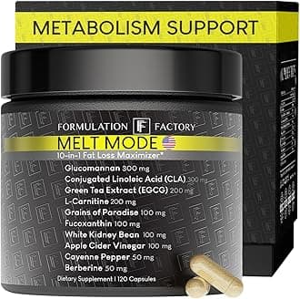 Metabolism Booster - Melt Mode Natural Thermogenic Support with Glucomannan, L-Carnitine & Green Tea Extract - Advanced Satiety & Energy - 120 Capsules, 2 Month Supply