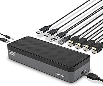 USB C Universal Docking Station with Quad 4K(QV4K), Single 5K/Quad 4K UHD Display, USB C Laptop Docking Station with 4 DisplayPort or 4 HDMI Ports/100W Power Delivery