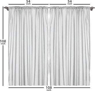 Ambesonne Ocean Curtains, Beach and Palm Tree View from an Abandoned Mansion Coastal Charm Peaceful Image, Living Room Bedroom Window Drapes 2 Panel Set, 108" X 108", Grey Blue