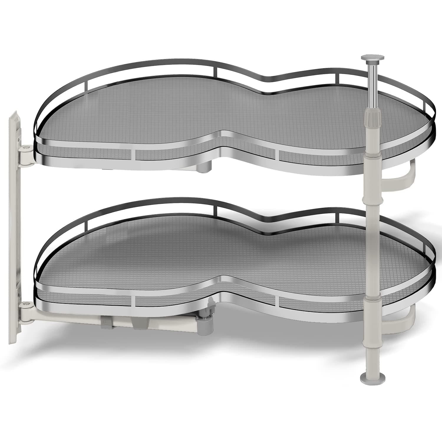 Blind Corner Cabinet Pull Out Organizer, Swing Left Pull Out Cabinet Organizer 30inch, Corner Cabinet Lazy Susan for Corner Cabinet Blind Shelf, 2 Tiers Tray, Adjustable Height