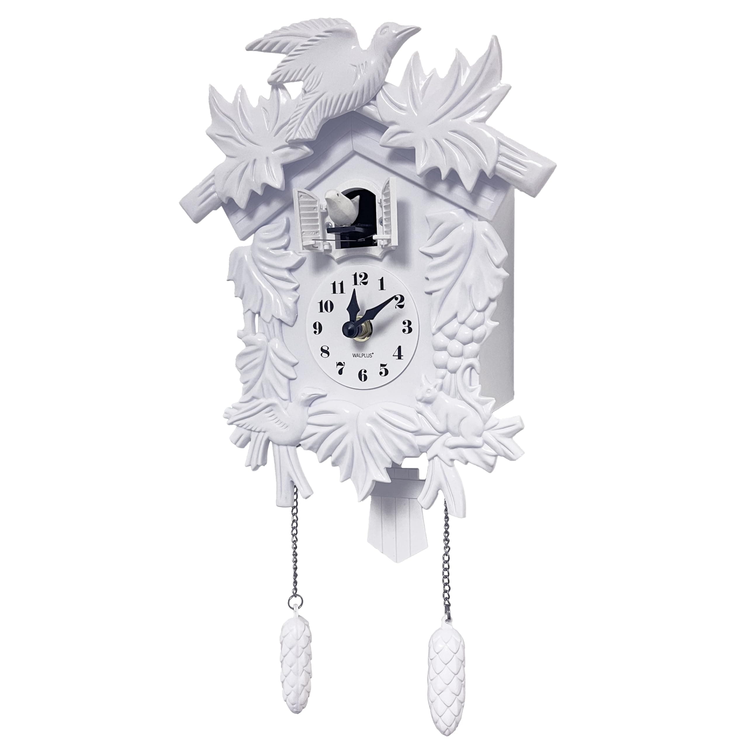 WALPLUS 20.2x37cm White Vintage Cuckoo Clock With Cuckoo Call Simple Fashionable antique style Pendulum Clock Home DIY Decoration Office Accessories Minimalist Design Bedroom Decor Stylish Living Room