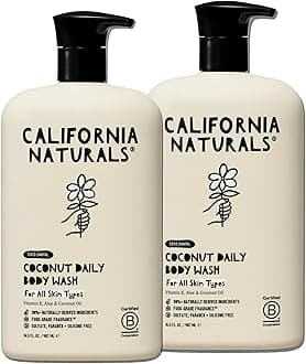 California NaturalsBody Wash for Women and Men, Vitamin E Shower Gel Cleanser, Natural, Vegan & Cruelty Free, Paraben & Sulfate Free, Moisturizing Skin, Coconut, All Skin Types, 16.5 fl oz, 2 Pack