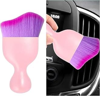 Car Interior Dust Brush, Soft Scratch Free Auto Detailing Brushes, Universal Vehicle Interior Cleaning Tool for Automotive Dashboard, Air Vents, Leather(Pink & Purple)