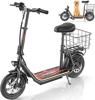 Caroma Peak 800W/1200W Electric Scooter with Seat 12" Tire, 30 Miles Range 20MPH Max Speed, Foldable Electric Scooter for Adults 300 LBS Max Load