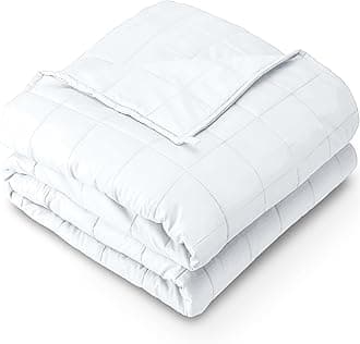 Bare Home Weighted Blanket Full or Queen Size 15lb (48" x 72") for Adults - All-Natural 100% Cotton - Premium Heavy Blanket Nontoxic Glass Beads (White, 48"x72")