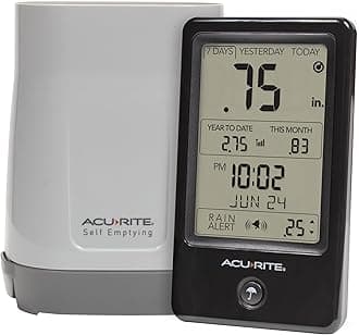 AcuRite 02446M Wireless Rain Gauge with Indoor Digital Display, Black
