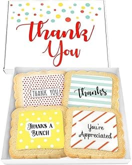 Thank You Gift Basket Cookies for Men Women Employees Teacher Nurse Co workers | Individually Wrapped | 4 Pack | Appreciation Box Treats