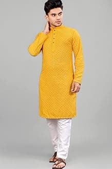 Men's Indian Ethnic Wear Straight Lucknowi Kurta