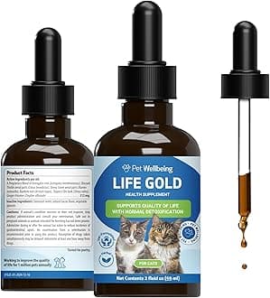 Life Gold for Cats - Supports Detoxification & Healthy Immune Defenses with Burdock & Sheep Sorrel - NASC Certified & Vet-Formulated - 2 oz Liquid Formula
