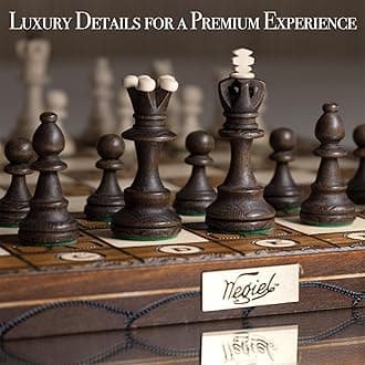 Wegiel Handmade Junior European International Chess Set - 16 Inch Folding Wooden Board & Pieces, For Kids & Adults