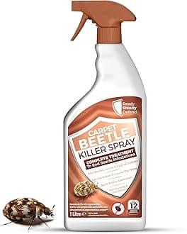 Carpet Beetle Killer Spray 1L - Fast-Acting 0.1% Cypermethrin, Targets All Life Stages, Low Odour, Long-Lasting Protection, Works on Soft/Hard Furnishings, Indoor/Outdoor Use