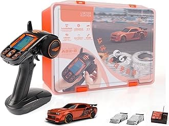 Turbo Racing Limited Edition 1:76 Drift Car Mini RC Desktop with Gyro Mini Full Proportional RTR and LCD Remote Control A82-S and Receiver (C65-RED)