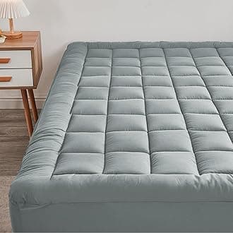 Mattress Pad - Soft and Breathable Mattress Protector Cover - Pillow Topper with Stretches to 18” Deep Pocket Fits Up to 8”-21” Cooling Bed Topper (Light Gray, Queen)